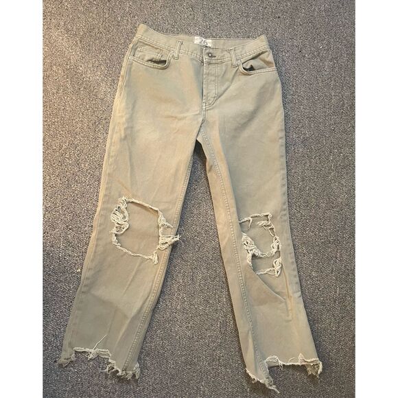 We The Free‎ Women's High-Rise Distressed Jeans Size 26 Green Straight - Picture 1 of 4